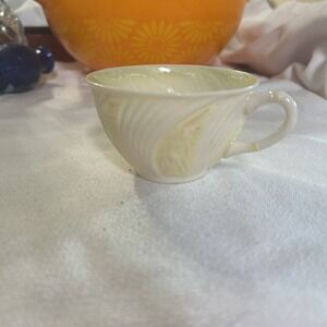 Fine Porcelain China Belleek Cream Unusual Twisted Design Tea Cup